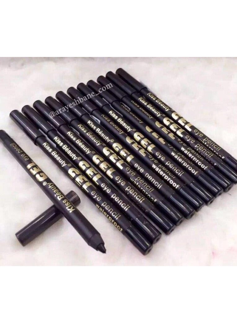 Kiss Beauty Pack Of 12 Long Wear 24H Gel Eye Pencil Black  - Image 3