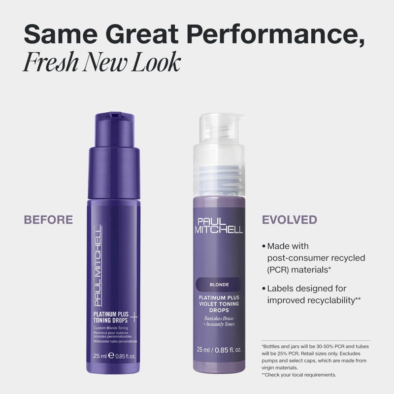 Paul Mitchell Platinum Plus Violet Toning Drops, Banishes Brass + Intensely Tones, Ideal for Blonde, Highlighted, Gray or Silver Hair, 0.85 fl. oz - Image 2