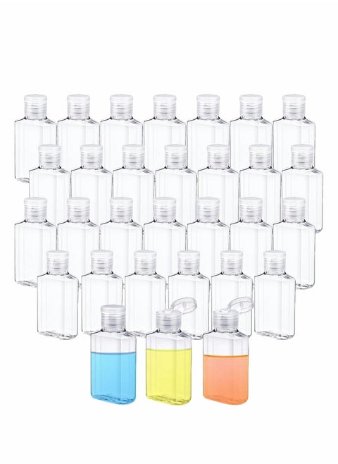 Travel Plastic Bottles, Clear with Flip Cap Portable Empty Hand Sanitizer, Refillable Reusable Bottles Squeezable Toiletry, Cosmetic for Home Outside Use (30PCS, 60ML)