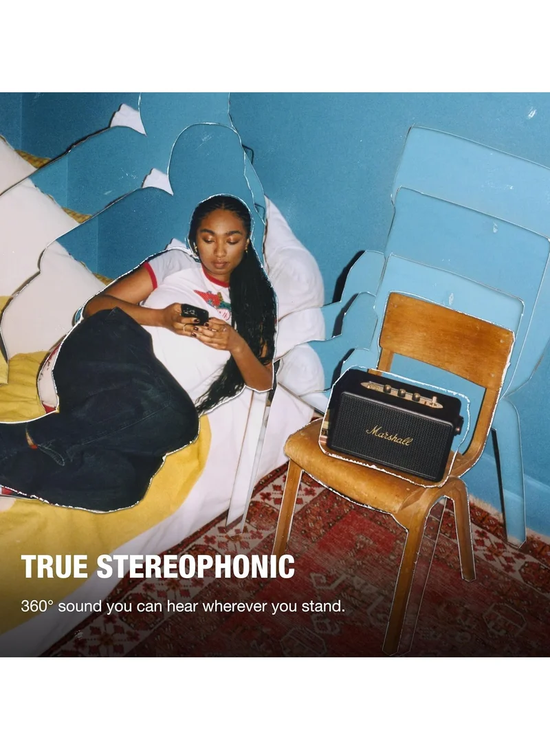 مارشال مكبر صوت بلوتوث كيلبورن  مقاوم للماء محمول ببطارية تدوم  ساعة - أسود ونحاسي