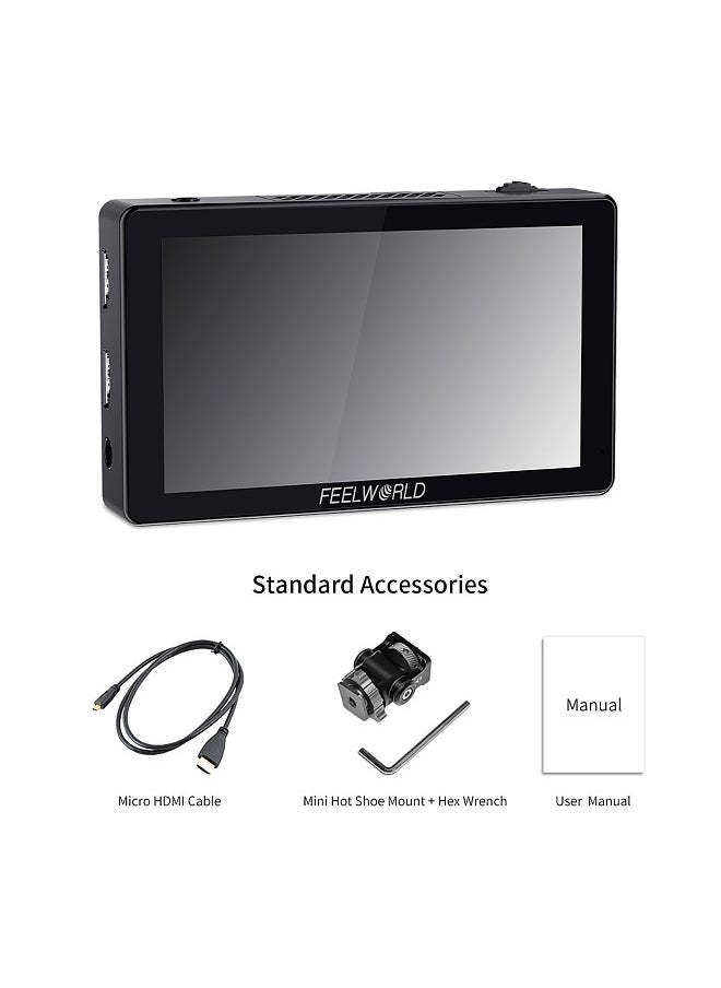 Feelworld - LUT5 5.5 Inch DSLR Camera Field Monitor Video Monitor 3000nits Ultra Bright Auto Dimming Touchscreen HDR Monitoring 3D LUT with 4K HDMI Input & Output 1920x1080 IPS Panel - Image 1