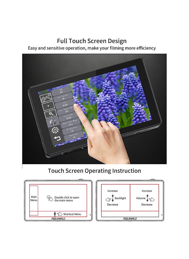 Feelworld - LUT5 5.5 Inch DSLR Camera Field Monitor Video Monitor 3000nits Ultra Bright Auto Dimming Touchscreen HDR Monitoring 3D LUT with 4K HDMI Input & Output 1920x1080 IPS Panel - Image 1