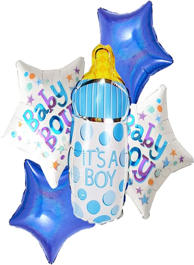 Tamona IT'S A BOY THEME FOIL BALLOON BOUQUET SET OF 5/IT'S A BOY BIRTHDAY PARTY DECORATION/IT'S A BOY PARTY SUPPLIES/Baby Shower PARTY ACCESSORIES Balloon Bouquet