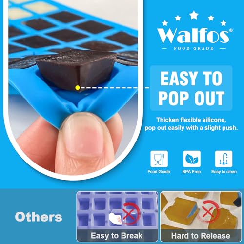 Walfos Mini Square-Terrace Silicone Chocolate Molds 50 Cavities - Walfos Non Stick Silicone Candy Molds, Silicone Molds for Chocolate, Candy, Gummy, Jelly, Ice Cubes, Food Grade & Dishwasher Safe, 2 Packs - Image 3
