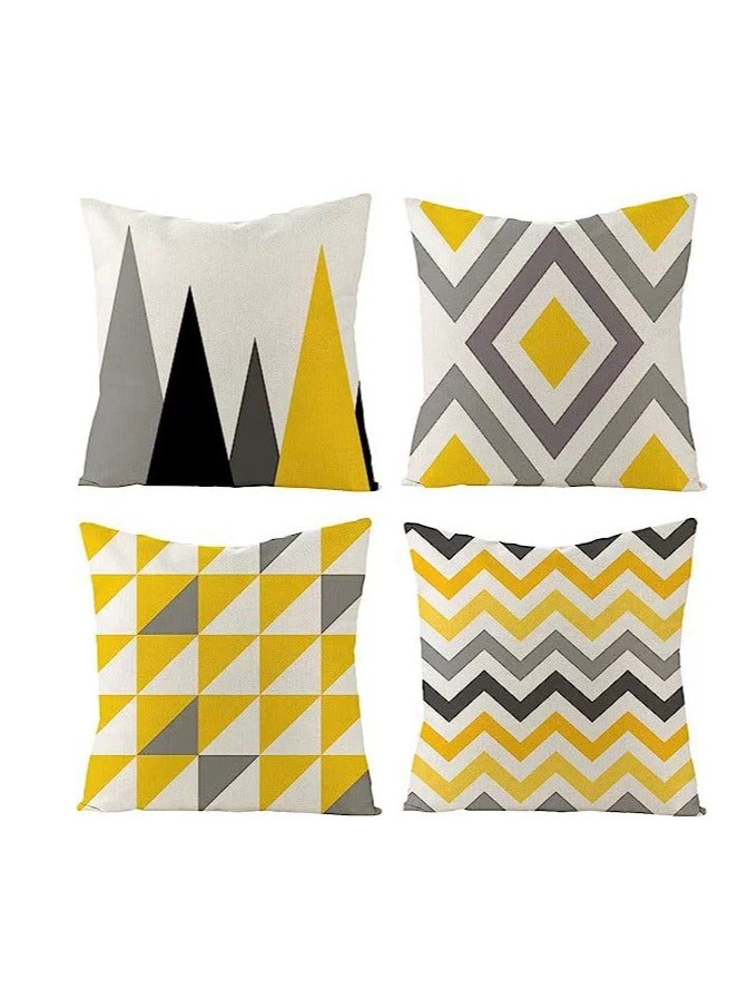 Joyelink Pillow Covers 18x18 Set of 4, Modern Sofa Throw Pillow Cover, Decorative Outdoor Linen Fabric Pillow Case for Couch Bed Car Home Sofa Couch Decoration 45x45cm (18x18, Set of 4） - Image 1