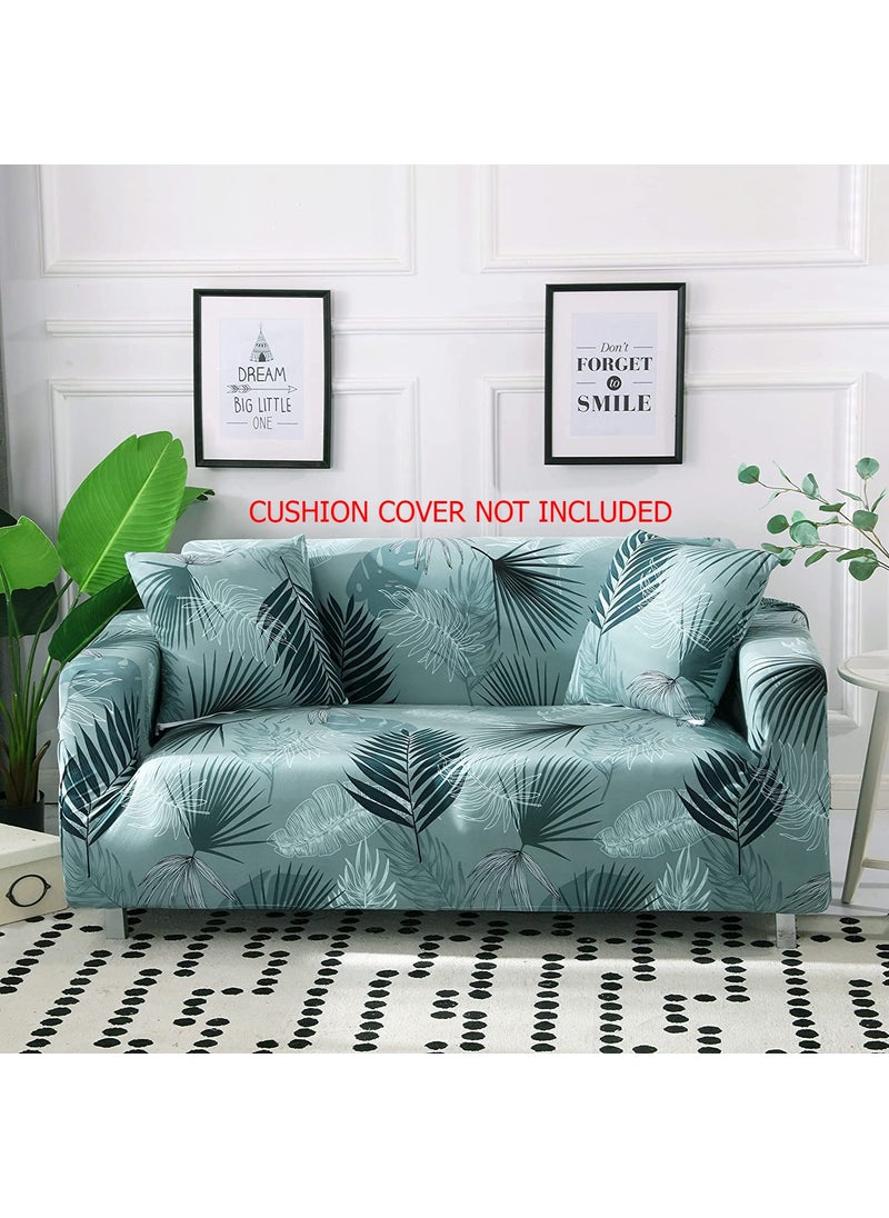 Styleys - Styleys Universal Double Seater Sofa Cover Big Elasticity Cover for Couch Flexible Stretch Sofa Slipcover (2 Seater, 140-180 cms, White/Green Fern, SLMH-8) - Image 1
