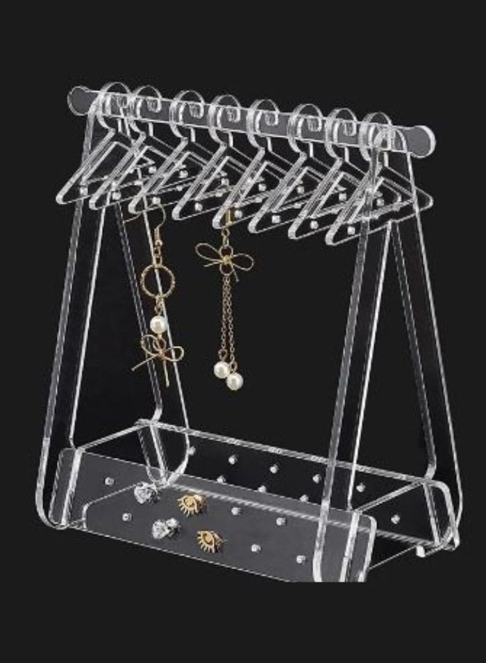 Acrylic jewelry display stand for hanging and organizing necklaces, bracelets, earrings, watches and rings  - Image 1