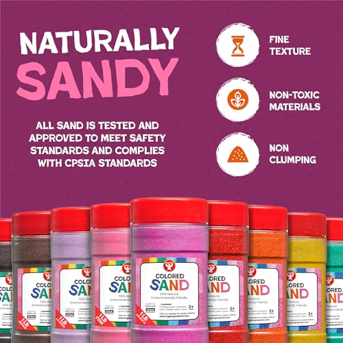 Hygloss Colored Sand for Crafts – 3 lb Bottle, Pastel Rainbow – Vibrant Colorful Fine Sensory Play Sand Art Kits for Kids – Classroom Activities for Children 3 4 5 6 7 8 9 10 11 12 – Safe for Ages 3+ - Image 5