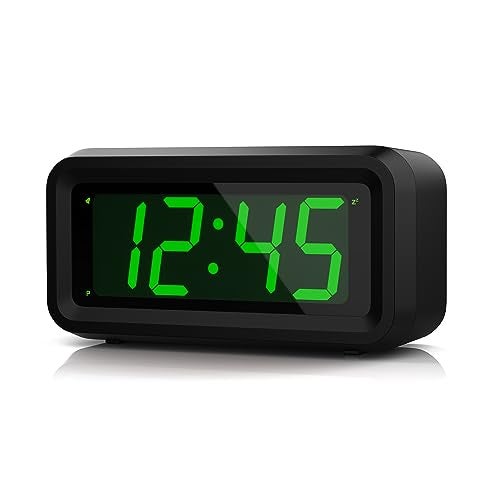 KWANWA Alarm Clock, Small Digital Clock, 1.2inch Green LED Clock, Adjustable Brightness, Dim Night Mode, 12H/24H, Battery Operated, Wall-Mounted, Snooze, Clock for Bedroom, Travel Clock, Kids Clock - Image 1