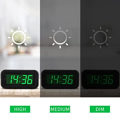 KWANWA Alarm Clock, Small Digital Clock, 1.2inch Green LED Clock, Adjustable Brightness, Dim Night Mode, 12H/24H, Battery Operated, Wall-Mounted, Snooze, Clock for Bedroom, Travel Clock, Kids Clock - Image 3