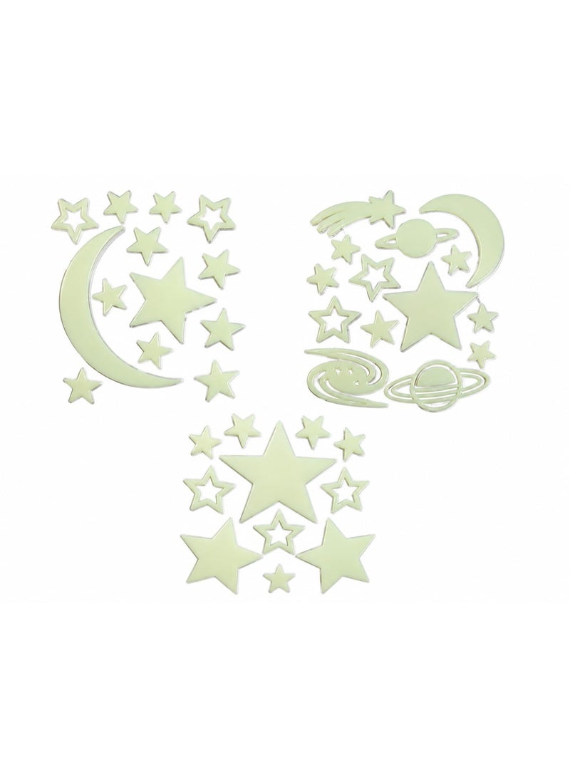 vGRASSP Glow in the Dark Wall Stickers Stars Moon Planets, Space Theme Wall and Ceiling Decor for Kids Bedroom, Random Design, 3 Pieces, 30 x 20 x 2 cm - Image 1