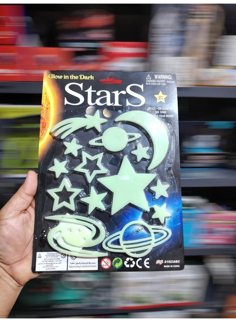 vGRASSP Glow in the Dark Wall Stickers Stars Moon Planets, Space Theme Wall and Ceiling Decor for Kids Bedroom, Random Design, 3 Pieces, 30 x 20 x 2 cm - Image 4