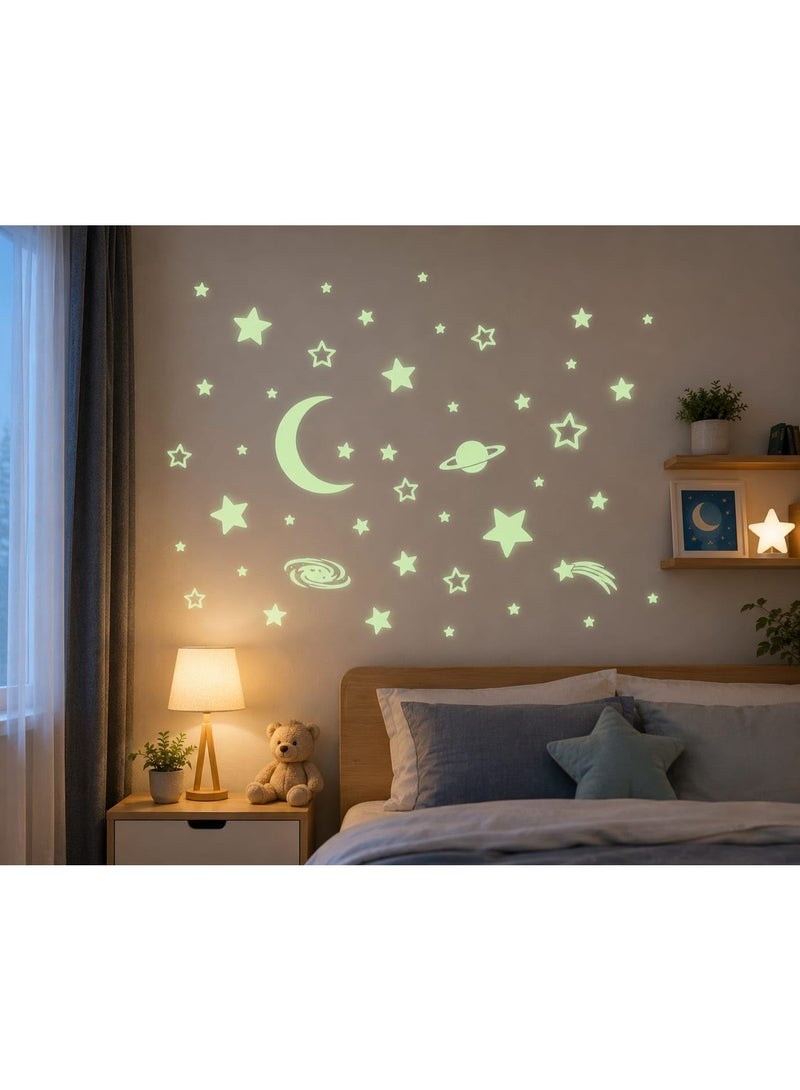 vGRASSP Glow in the Dark Wall Stickers Stars Moon Planets, Space Theme Wall and Ceiling Decor for Kids Bedroom, Random Design, 3 Pieces, 30 x 20 x 2 cm - Image 3