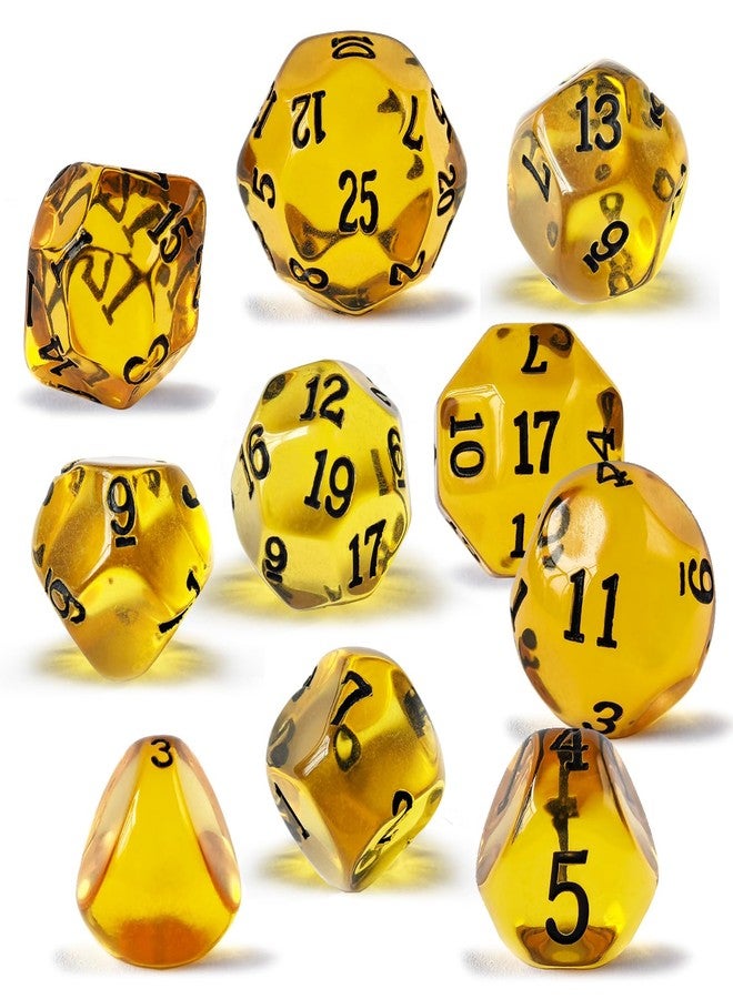 BESCON 10 Pieces Odd Numbered Polyhedral Dice Set D3-D25, Odd Number Dice D3, D5, D7, D9, D11, D13, D15, D17, D19, D25 for Role Playing Table Games (Amber Set) - Image 1