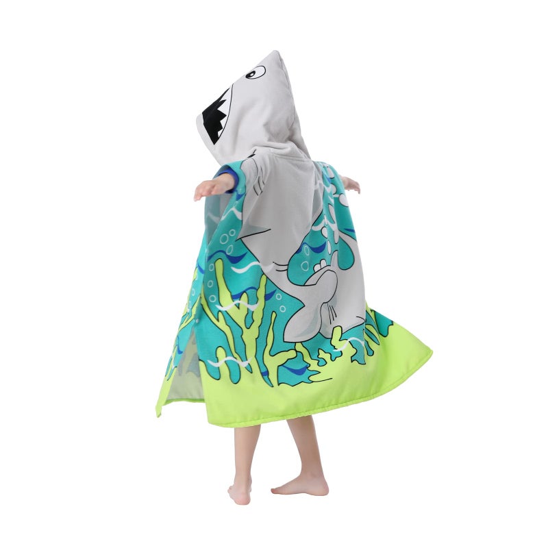 Kids Towels Hooded Bath Beach Towel Girls Boys Swim Pool Cover Up Super Absorbent Cute Cartoon Animal Sea - Image 4