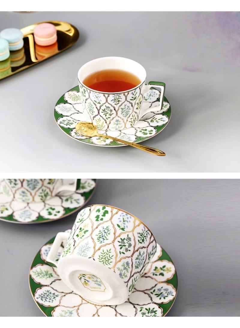 Floris Set Of 2 Tea Cup And Saucers, 220ml Vintage Floral Striped Coffee Mug, Porcelain Bone China British Coffee Cappuccino Espresso Latte Mugs For Party ,Gift Box For Birthday Wedding. - Image 4