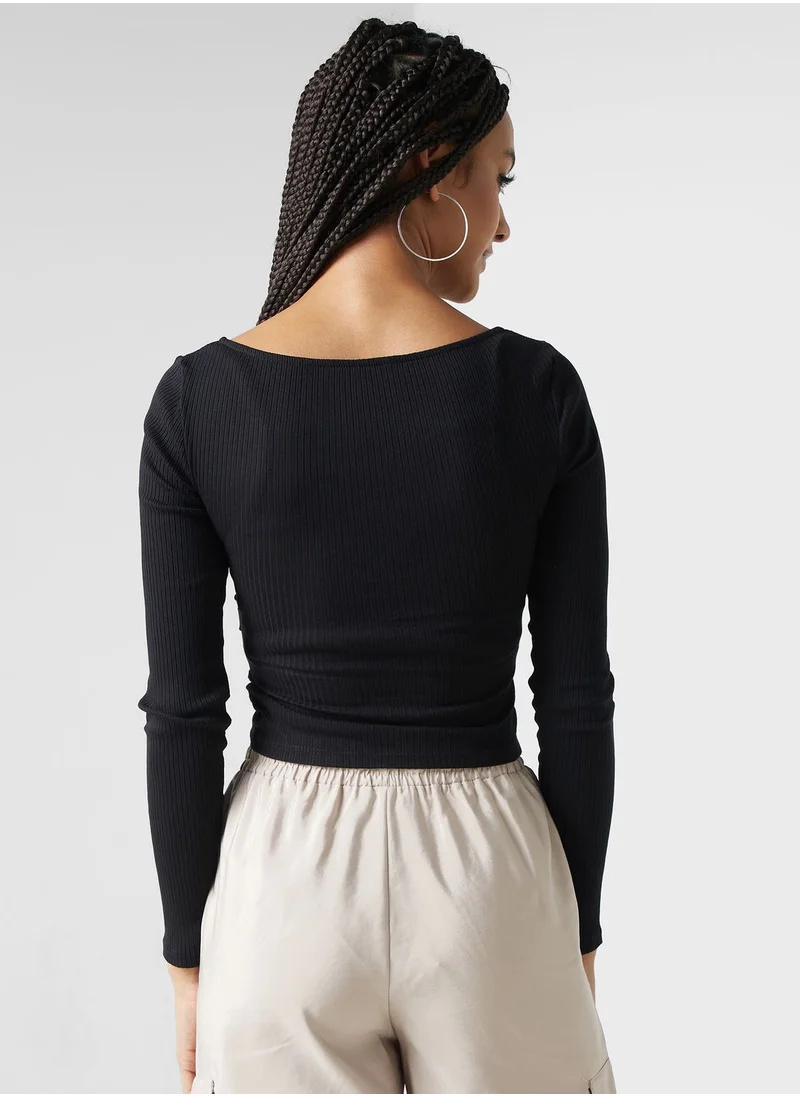 Miss Selfridge Wrap Lace Detail Top