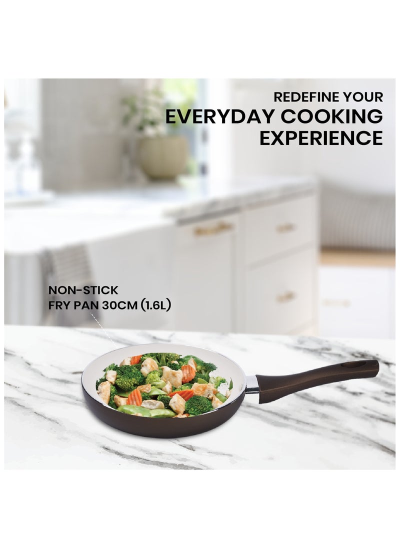 Sweet Home - 30 CM Ceramic Frying Pan - Brown / Cream | PFOA Free, Oven Safe, Heat-Resistant Handle, Induction Compatible - Image 1