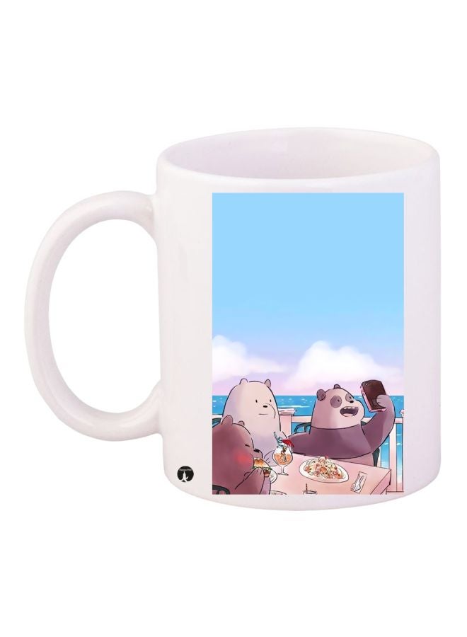 We Bare Bears Printed Coffee Mug White/Blue/Brown 11ounce