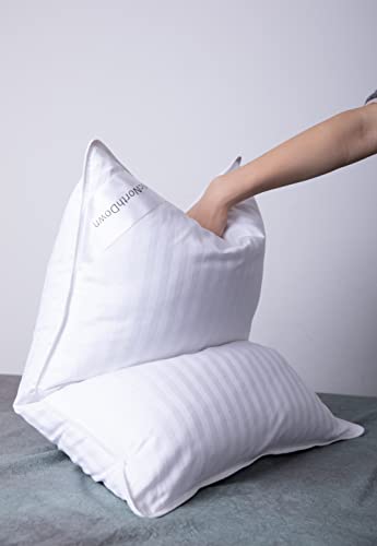 ArcticNorthDown Queen Size Goose Down Feather Hotel Collection Bed Pillows for Sleeping One Pillow for Back, Stomach or Side Sleepers Stripe White Color - Image 5