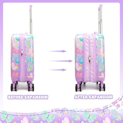 Inprof Kid’s Luggage Set 5 Piece Suitcase Set 16’’ Hardside Luggage with Spinner Wheels Girls Carry on Toddler Travel Rolling Suitcase Carry on Luggage Airline Approved - Image 5