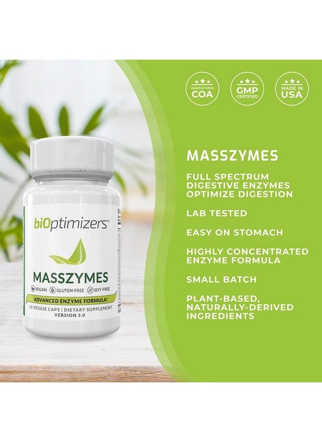 BiOptimizers - Masszymes Complete Digestive Enzymes Supplement For Gut Health Bloating Relief For Men And Women Lipase Amylase Bromelain Digestive Enzymes (30 Capsules) - Image 1