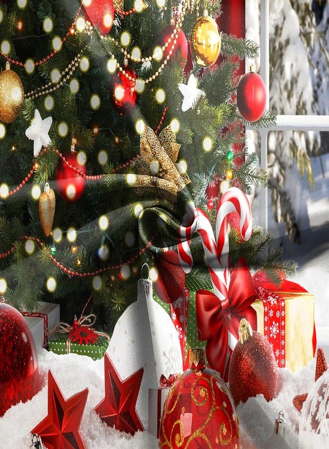 CapiSco Christmas Shower Curtain with Window Scene Curtains for Bathroom Winter Glitter Xmas Tree Bathroom Bathtubs Decor Water Resistant Curtain Set with 12 Hooks Aesthetic Bathtub Waterproof - Image 4