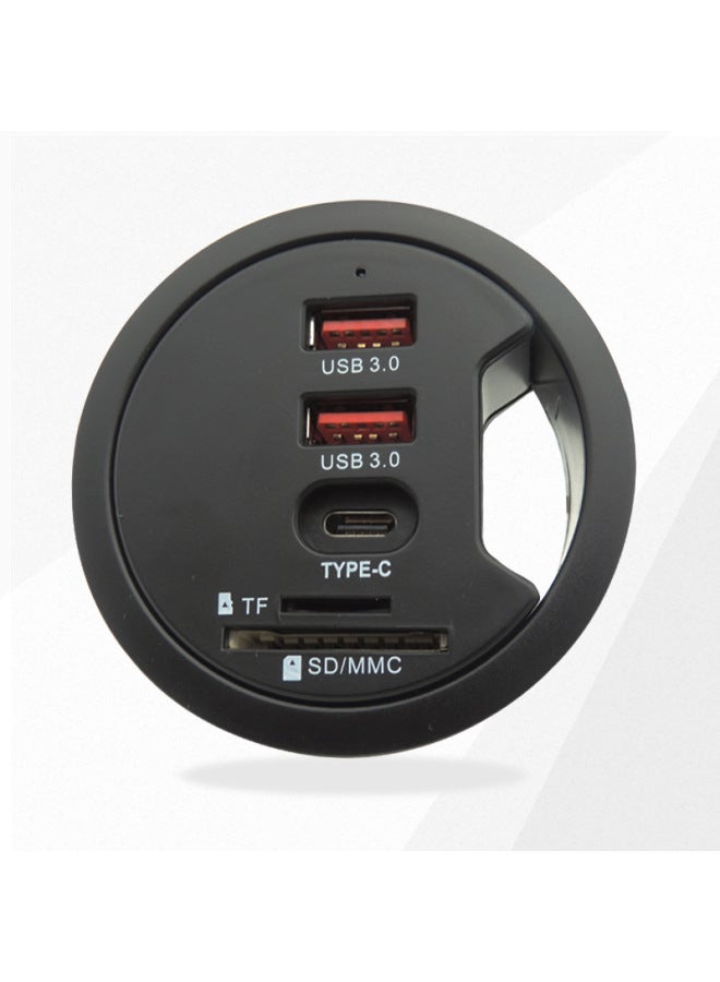 USB 3.0 Hub One Drag 4 Dual USB 3.0 Interface + TYPE C Interface + TF/SD Card Reader-Number Of Interfaces:4.