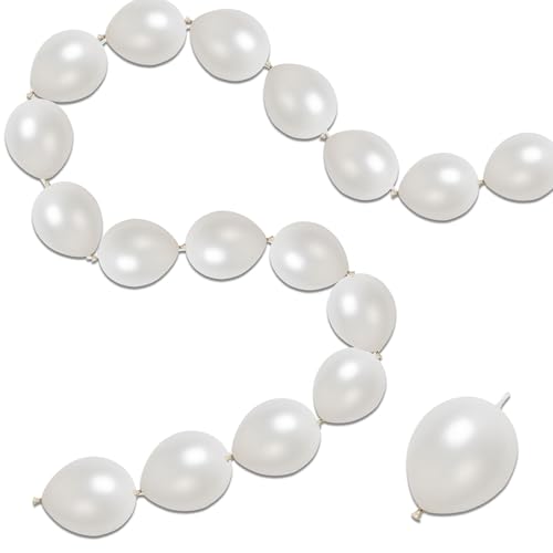 JINUPHION 100 Pcs Quick Link Balloons White Metallic 6 inch Latex Linking Balloons Pearl White for Balloon WallArchesChains Birthday Party Wedding Anniversary Graduation Arch Party Decor - Image 1