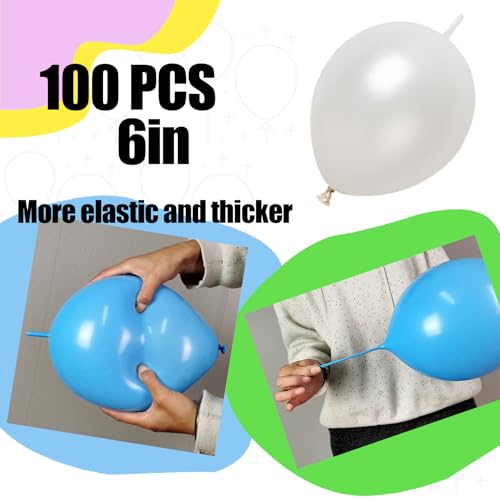 JINUPHION 100 Pcs Quick Link Balloons White Metallic 6 inch Latex Linking Balloons Pearl White for Balloon WallArchesChains Birthday Party Wedding Anniversary Graduation Arch Party Decor - Image 5