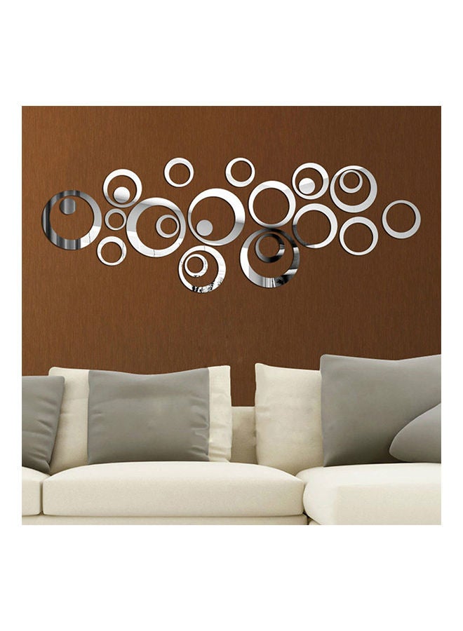 NIBEMINENT 24-Piece Circle Mirror Wall Sticker Set Silver 13.6 x 13.6centimeter - Image 2