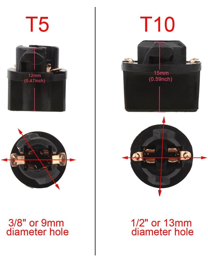 ALOPEE T10 Twist Lock Socket 194 168 Wedge Base Holder for W5W 2825 Auto Dashboard Instrument Panel Gauge Cluster Light Door Light Bulbs Holder DC 12V, Pack of 15 - Image 5