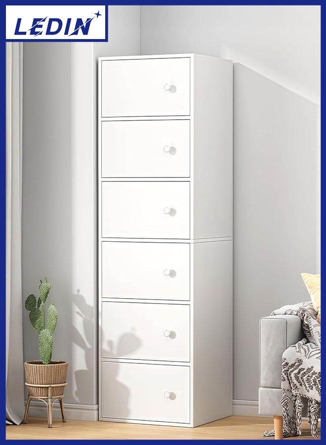 LEDIN Bookcase living room wall cabinet with Drawer bedroom storage cabinet modern minimalist office simple floor-to-ceiling bookshelf (White, 40x30x153cm) - Image 1