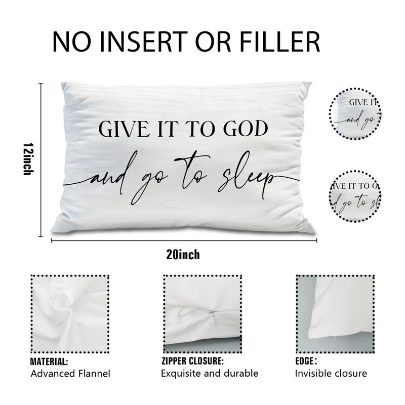 Knibeo Give It to God and Go to Sleep  Decorative Pillows Covers for Bed  Throw Pillows Cover for Bed 12x20 Pillow Cover Decorative Bed Pillows for Bedroom Room(12x20  White) - Image 3