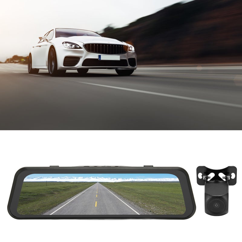 9.66in Full HD 1080P Smart Rearview Mirror Parking Assist Dual Camera Car Dash Camera with G Sensor - Image 1