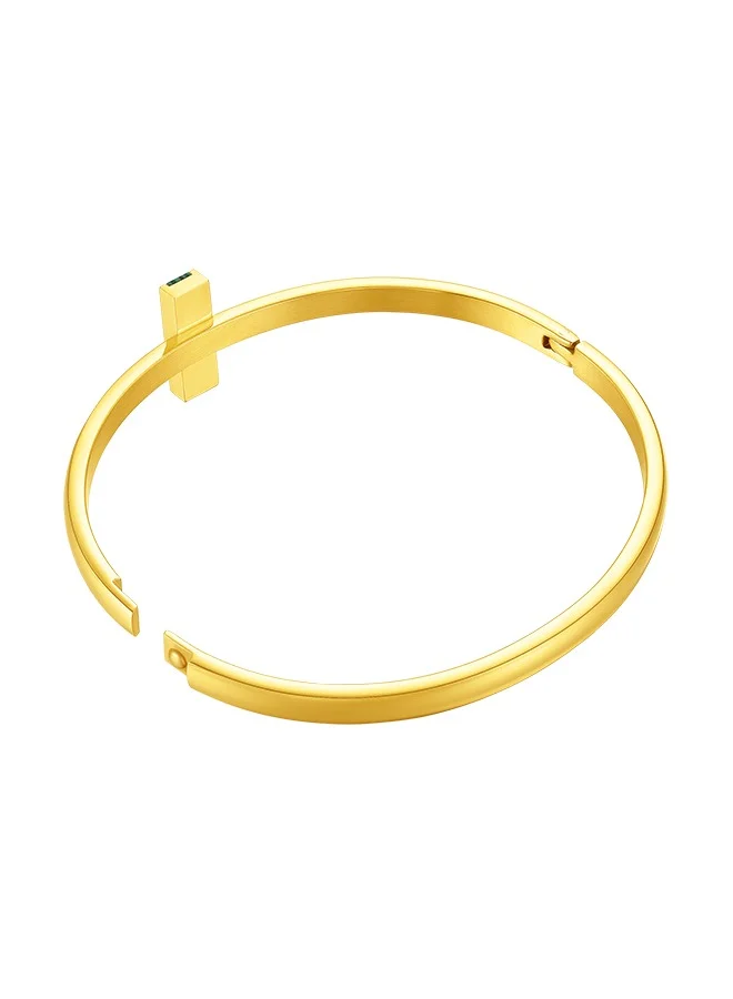 POLICE Tube Gold Plated Ladies Bangle With Malachite 60x50MMPEJLG0004004