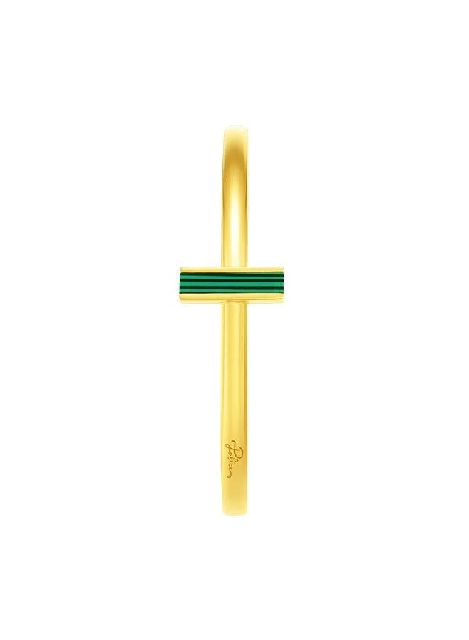 POLICE Tube Gold Plated Ladies Bangle With Malachite 60x50MMPEJLG0004004