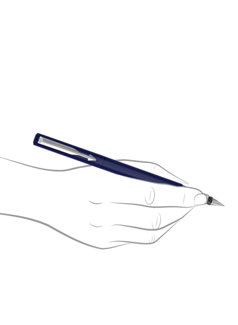 Parker Vector Standard Chrome Trim Calligraphy Fountain Pen | 7-Piece Set containts 2 Nibs, 2 Blue & 2 Black Ink Cartridges | Ideal for Creative Writing & Fine detailing - Image 5
