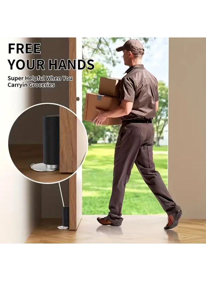 Adjustable Heavy Duty Ultra Narrow Magnetic Door Stopper No Drill Windproof Rust Resistant Metal Clip for Home Office Black - Image 3