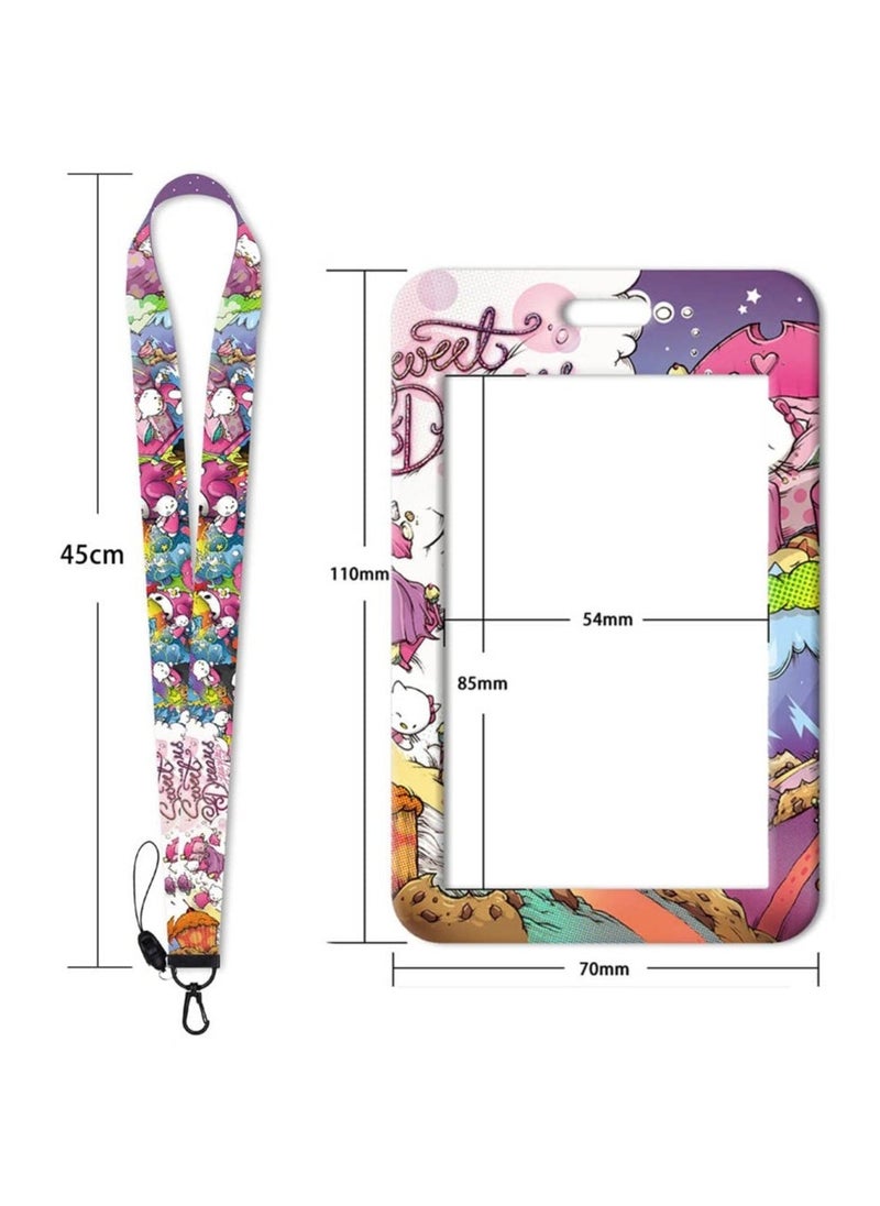 2 Pcs Badge Holders, Lovely Cartoon ID Badge Holder with Neck Strap Lanyard and Key Chain, Waterproof Detachable Hard Shell Badge Holder, for Nurse, Doctor, Teacher, Student, Office Supplies - Image 2