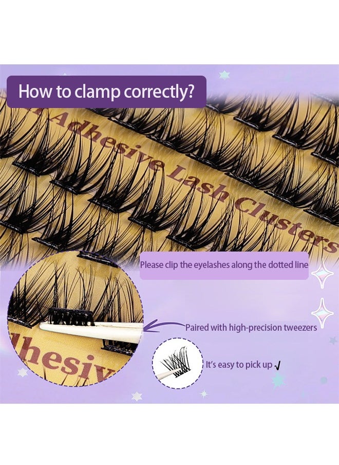 Generic - Pre Bond Lash Type，No Glue Needed，No Irritation，False Eyelashes, Self Adhesive Eyelashes Natural Look, No Glue Needed Lash Clusters, 48 Pcs Reusable Lashes Self Adhesive for Beginners, DIY Lash Extensions Stable Stick On Eyelashes, for Home Use - Image 1