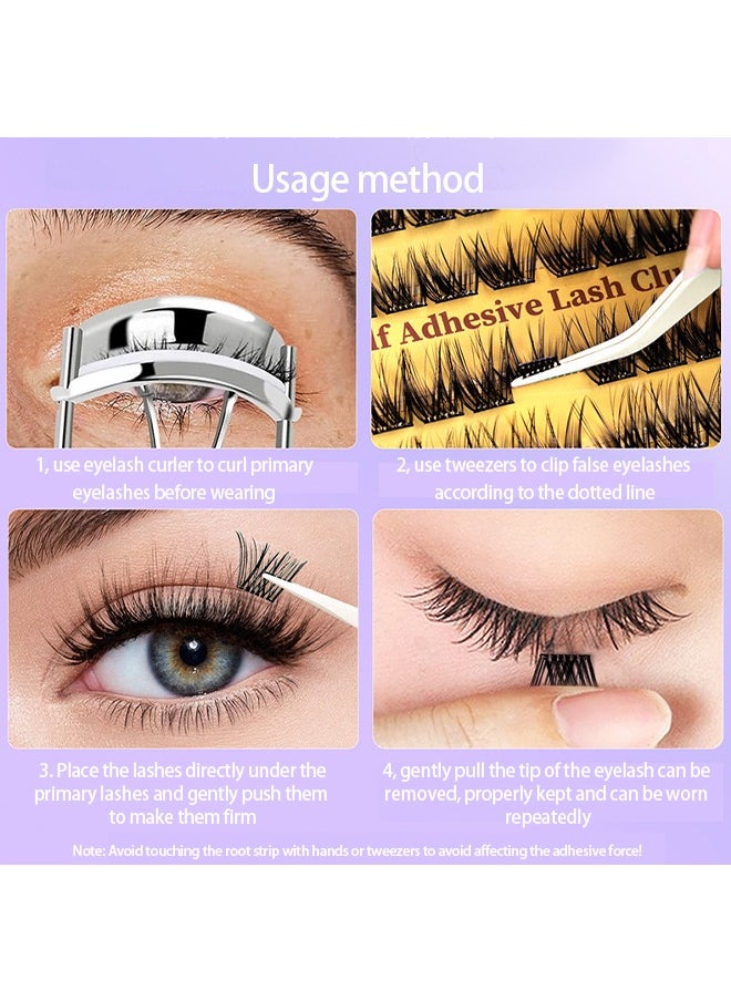 Generic - Pre Bond Lash Type，No Glue Needed，No Irritation，False Eyelashes, Self Adhesive Eyelashes Natural Look, No Glue Needed Lash Clusters, 48 Pcs Reusable Lashes Self Adhesive for Beginners, DIY Lash Extensions Stable Stick On Eyelashes, for Home Use - Image 1