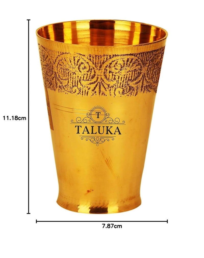 Taluka 31 x 44 inches Pure Brass Glass Flower Design Water Serving Purpose Brass Glass Home Hotel Drinkware Capacity 350 ml - Image 3
