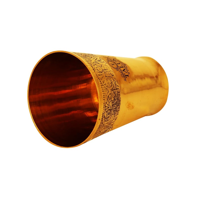 Taluka 31 x 44 inches Pure Brass Glass Flower Design Water Serving Purpose Brass Glass Home Hotel Drinkware Capacity 350 ml - Image 2