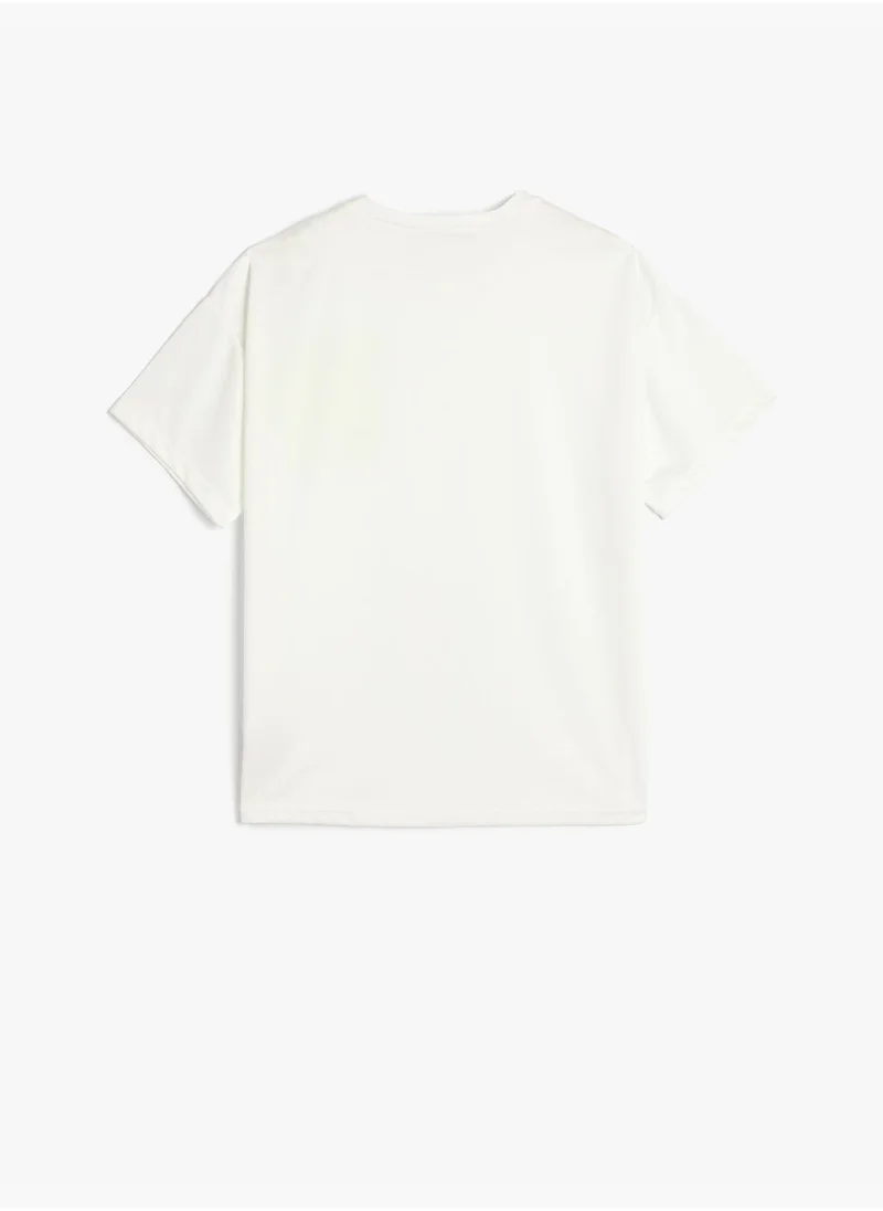 KOTON T-Shirt Short Sleeve Crew Neck Cotton Pocket Detail