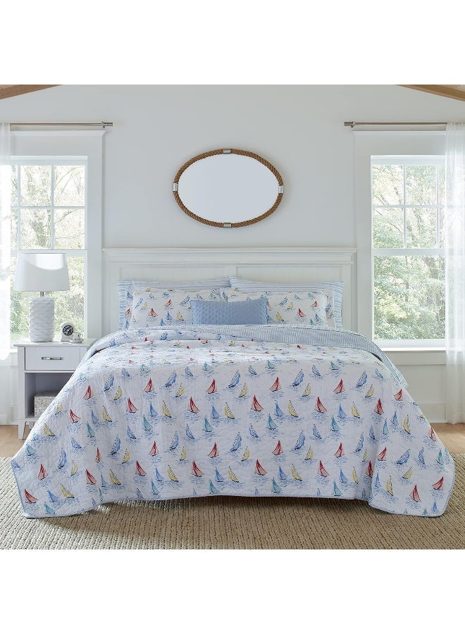LAURA ASHLEY Laura Ashley Home - Ahoy Collection - Luxury Premium Ultra Soft Quilt Coverlet, Comfortable Bedding Set, All Season Stylish Bedspread, Twin, Bright - Image 1