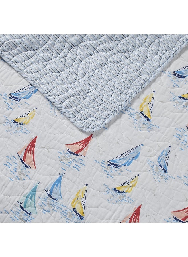 LAURA ASHLEY Laura Ashley Home - Ahoy Collection - Luxury Premium Ultra Soft Quilt Coverlet, Comfortable Bedding Set, All Season Stylish Bedspread, Twin, Bright - Image 3