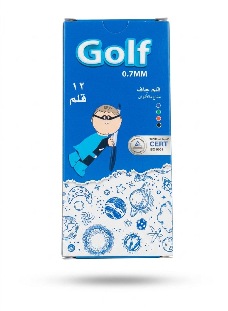 Golf 0.7mm Blue Ballpoint Pens, Pack of 12 - Image 1