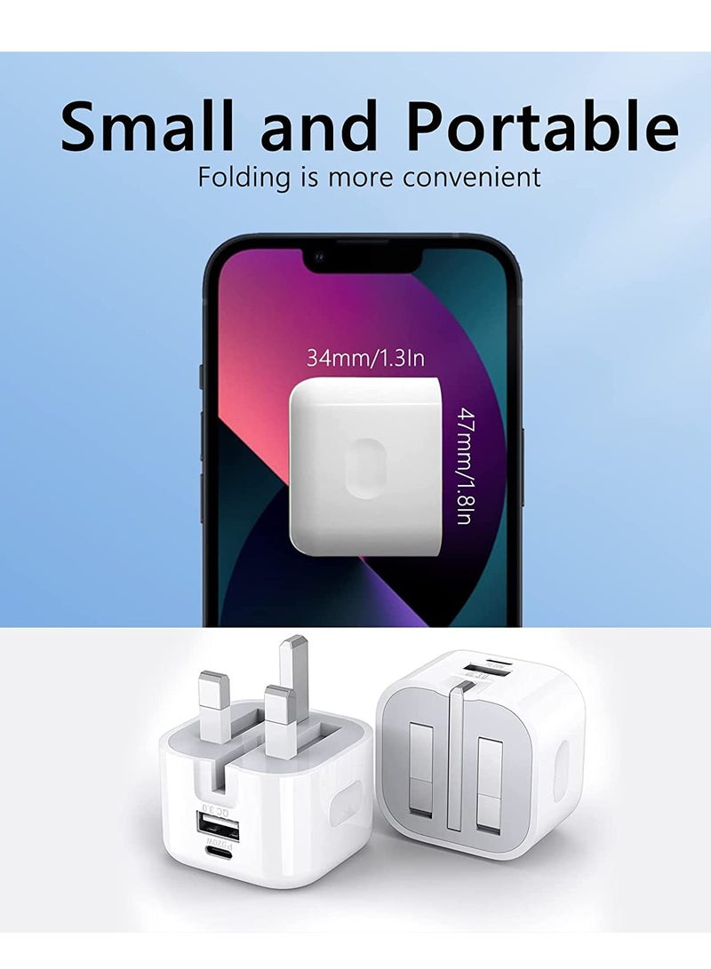 general 20W USB C Charger Block, 2-Ports 【USB-C + USB】 Charging Station, QC PD3.0 GaN Fast Charging Block, Type C Power Adapter for iPad Pro/iPhone/Samsung Note/Galaxy (With Cable) - Image 4