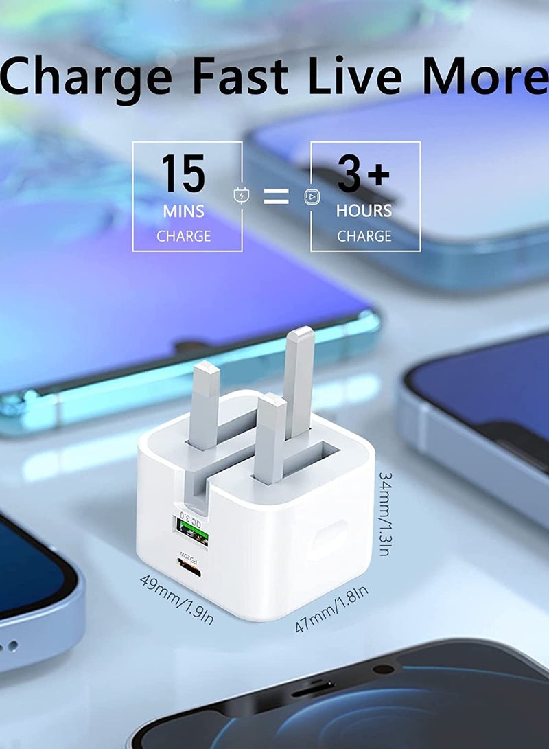 general 20W USB C Charger Block, 2-Ports 【USB-C + USB】 Charging Station, QC PD3.0 GaN Fast Charging Block, Type C Power Adapter for iPad Pro/iPhone/Samsung Note/Galaxy (With Cable) - Image 5